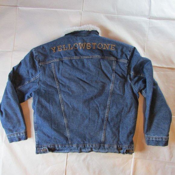 Wrangler Yellowstone Men's Large Sherpa Lined Denim Jean Jacket - Picture 2 of 6